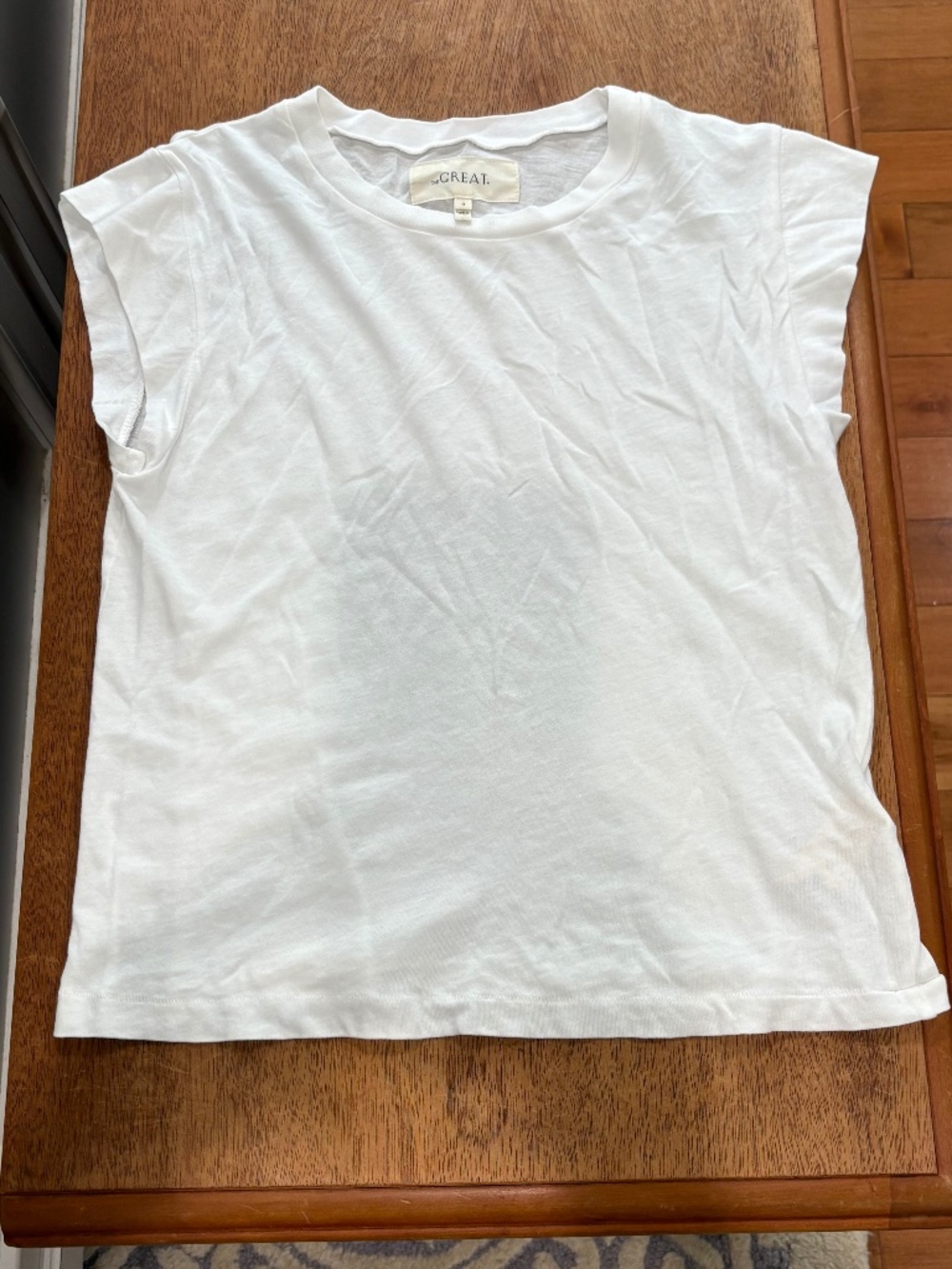 The Great THE PEAK SHOULDER TEE  size 0 white